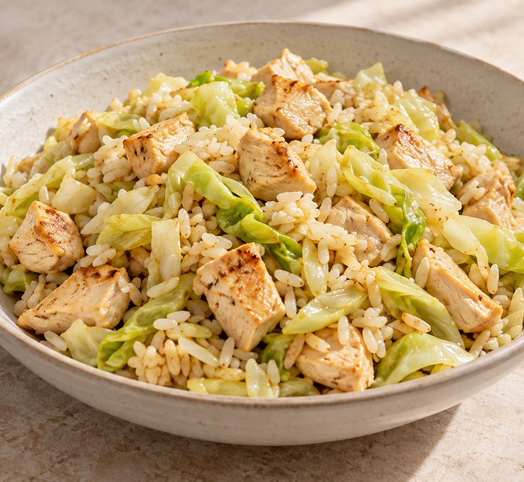 Chicken and cabbage rice skillet
