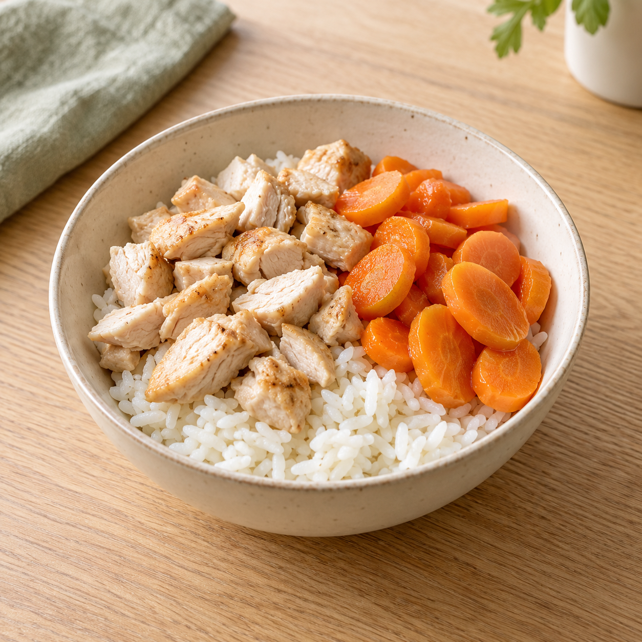 Chicken and carrot rice bowl