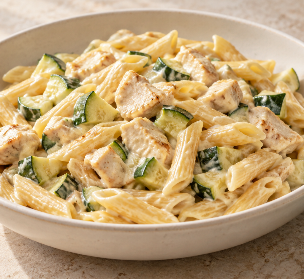 Creamy chicken and zucchini pasta