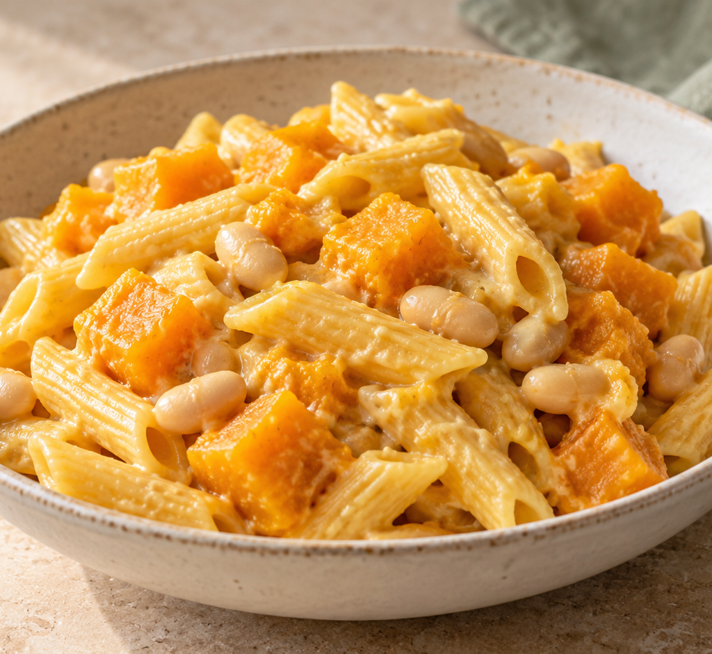 Pumpkin and white-bean pasta