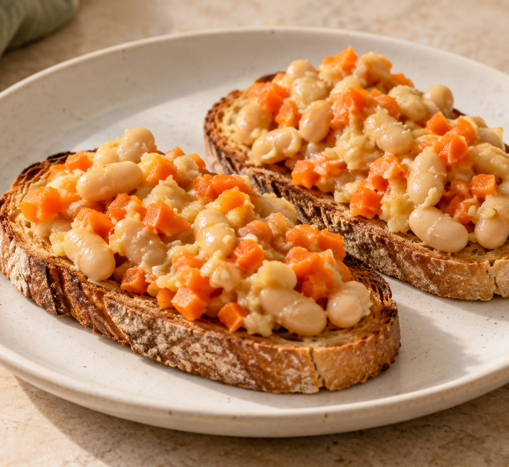 Creamy white-bean and carrot toast