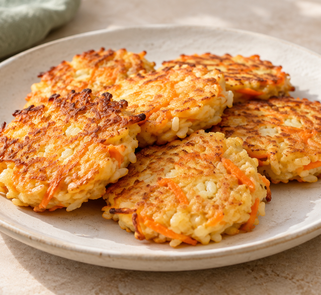 Carrot and rice fritters