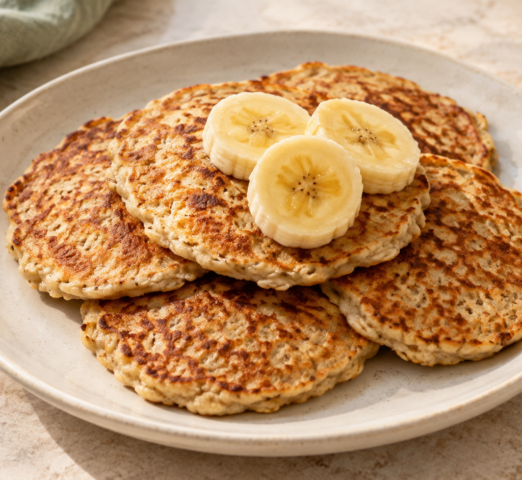 Banana oat pancakes